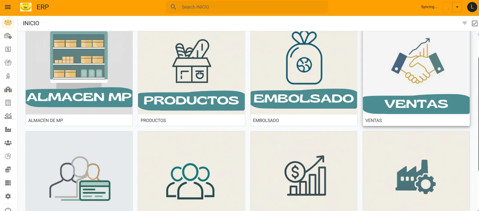 Captura de ERP · Producción y almacén